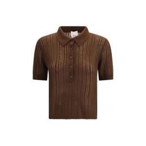 Allude Women Polo-Neck Short-Sleeve Sweater